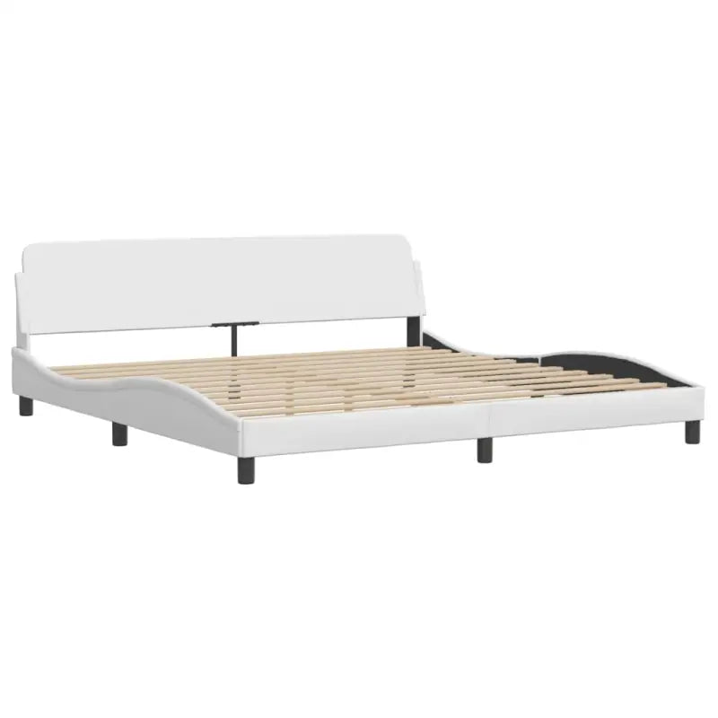 Bedframe met LED-verlichting en multiplex lattenbodem in wit materiaal - Bedden & bedframes