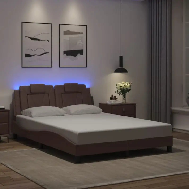 Bedframe met LED-verlichting en multiplex lattenbodem voor comfort - Bruin / 120 x 200 cm - Bedden & bedframes