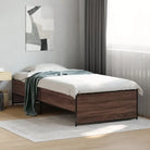 Bedframe met metalen poten en multiplex lattenbodem in grijs sonoma eiken - bruin eikenkleur / 90 x 200 cm - Bedden &