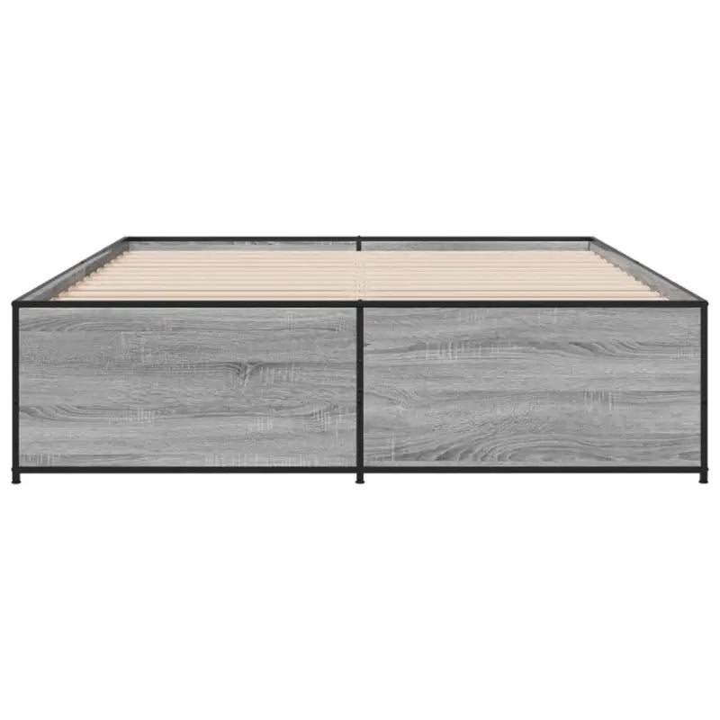 Bedframe met metalen poten en multiplex lattenbodem in grijs sonoma eiken - Bedden & bedframes