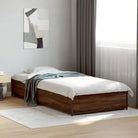 Bedframe met metalen poten en multiplex lattenbodem van bewerkt hout - bruin eikenkleur / 90 x 190 cm / 29 cm - Bedden