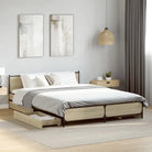 Bedframe met metalen poten en multiplex lattenbodem van bewerkt hout - Sonoma eiken / 120 x 190 cm - Bedden & bedframes