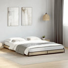 Bedframe met metalen poten en multiplex lattenbodem van bewerkt hout - Sonoma eiken / 150 x 200 cm / 14.5 cm - Bedden &