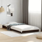 Bedframe met metalen poten en multiplex lattenbodem van bewerkt hout - Zwart / 90 x 200 cm / 14.5 cm - Bedden &