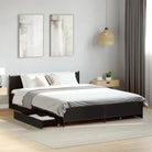 Bedframe met metalen poten en multiplex lattenbodem van bewerkt hout - Zwart / 135 x 190 cm - Bedden & bedframes