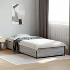 Bedframe met metalen poten en multiplex lattenbodem van bewerkt hout - Grijs sonoma / 90 x 200 cm / 29 cm - Bedden &