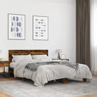 Bedframe met metalen poten en multiplex lattenbodem van bewerkt hout - Gerookt eiken / 135 x 190 cm - Bedden & bedframes