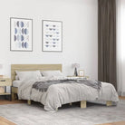 Bedframe met metalen poten en multiplex lattenbodem van bewerkt hout - Sonoma eiken / 120 x 200 cm - Bedden & bedframes