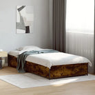 Bedframe met metalen poten en multiplex lattenbodem van bewerkt hout - Gerookt eiken / 90 x 190 cm / 29 cm - Bedden &