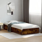 Bedframe met metalen poten en multiplex lattenbodem van bewerkt hout - Gerookt eiken / 75 x 190 cm / 29 cm - Bedden &