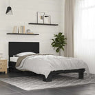 Bedframe met multiplex lattenbodem en bewerkt hout voor een goede nachtrust - Zwart / 75 x 190 cm - Bedden & bedframes