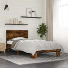 Bedframe met multiplex lattenbodem en bewerkt hout voor een goede nachtrust - Gerookt eiken / 100 x 200 cm - Bedden &