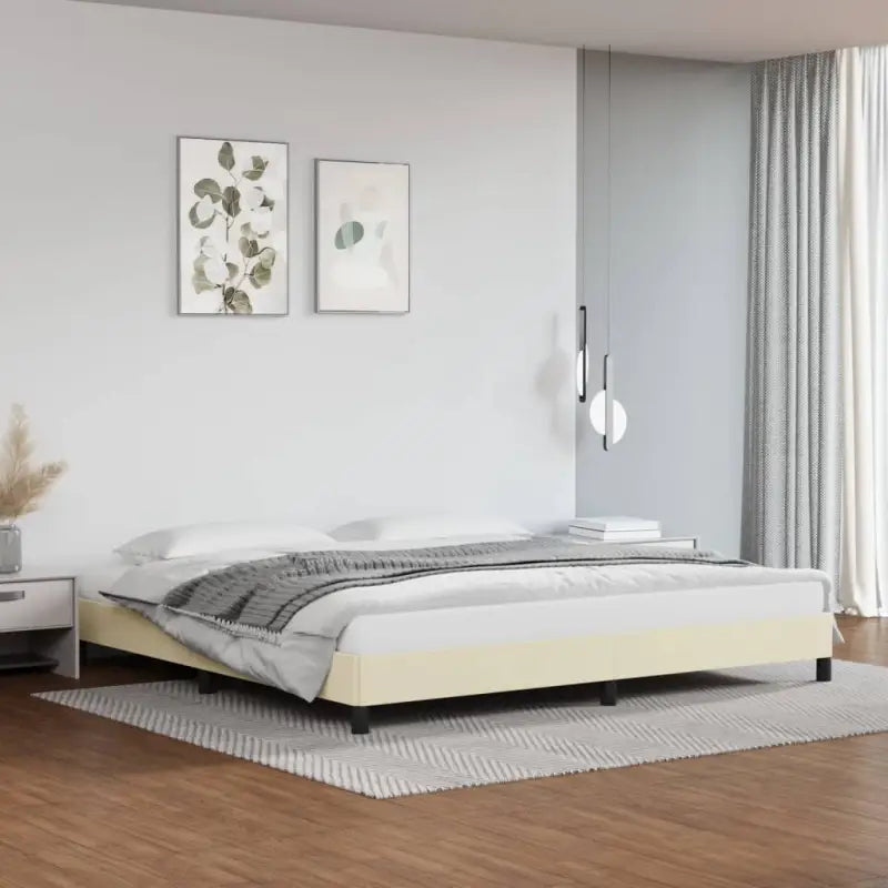Bedframe met multiplex lattenbodem en duurzaam kunstleer - Crème / 200 x 200 cm / 25 cm - Bedden & bedframes