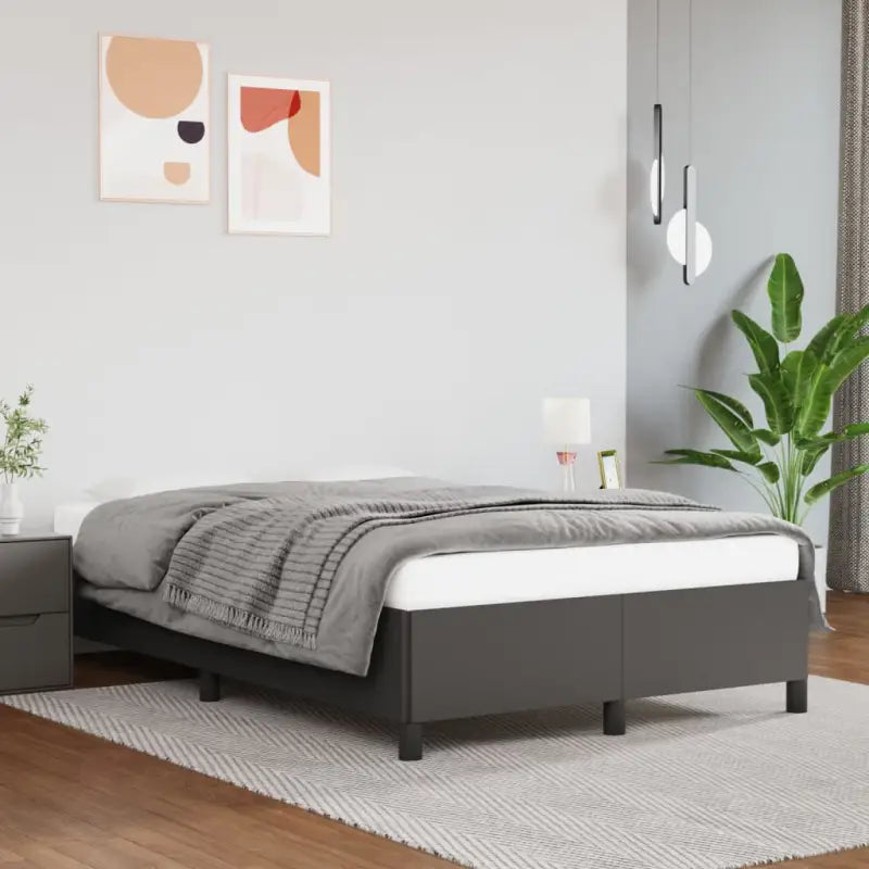 Bedframe met multiplex lattenbodem en duurzaam kunstleer - Grijs / 120 x 200 cm / 35 cm - Bedden & bedframes