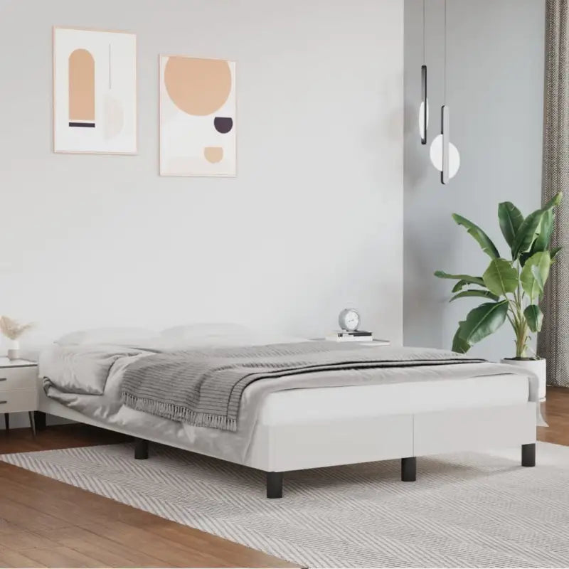 Bedframe met multiplex lattenbodem en duurzaam kunstleer - Wit / 120 x 190 cm / 25 cm - Bedden & bedframes