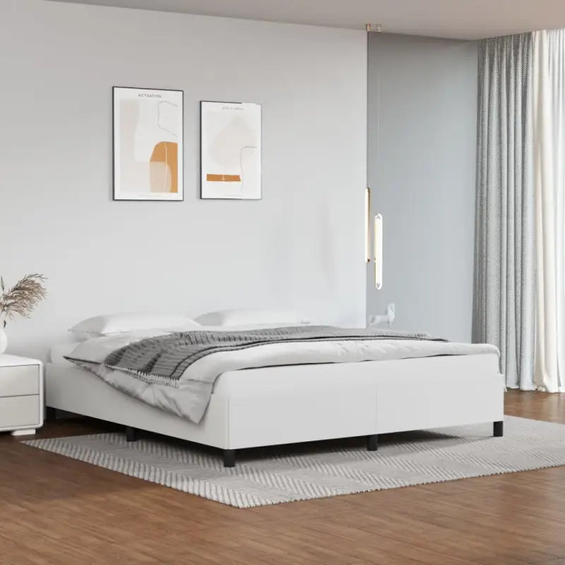 Bedframe met multiplex lattenbodem en duurzaam kunstleer - Wit / 160 x 200 cm / 35 cm - Bedden & bedframes