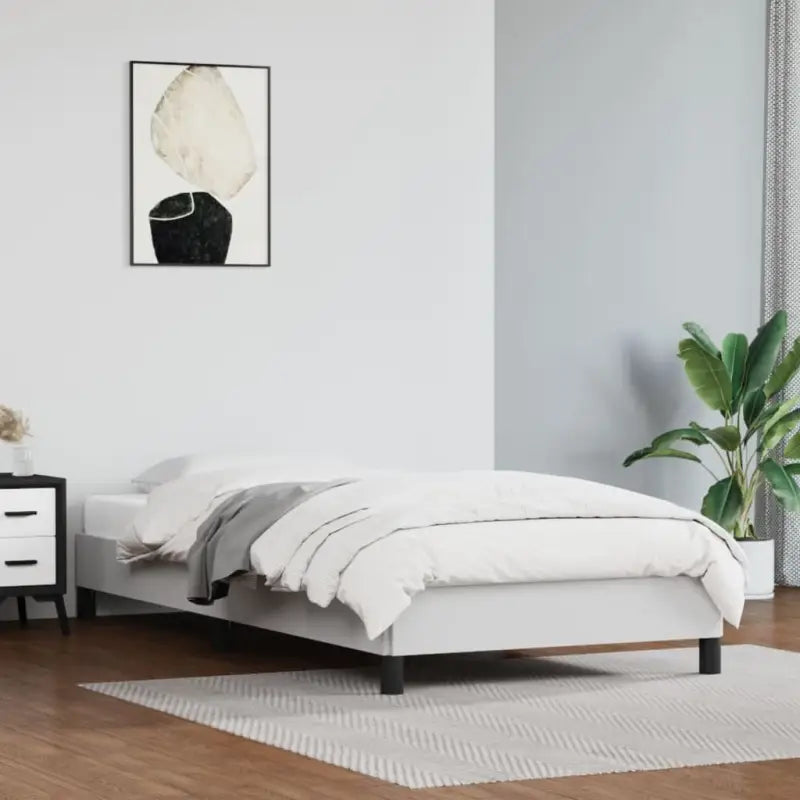Bedframe met multiplex lattenbodem en duurzaam kunstleer - Wit / 90 x 190 cm / 25 cm - Bedden & bedframes