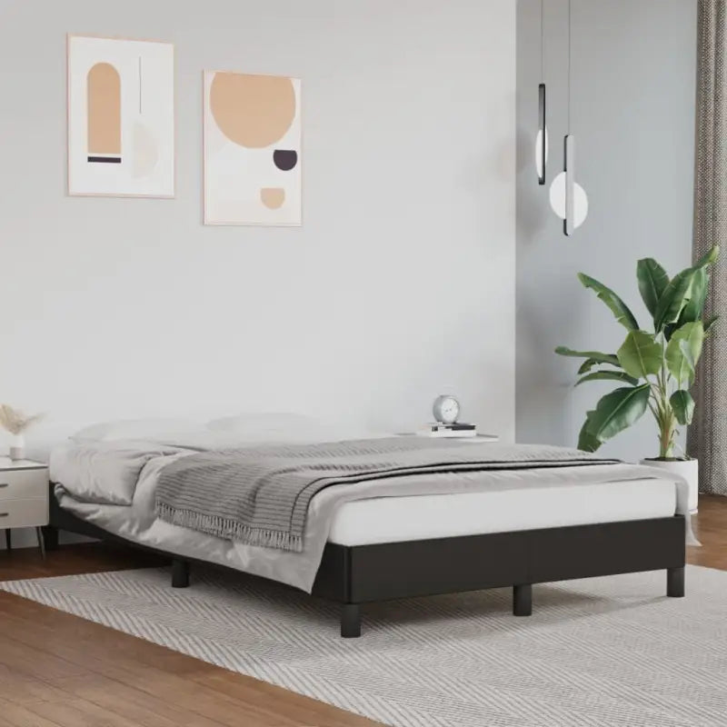 Bedframe met multiplex lattenbodem en duurzaam kunstleer - Zwart / 120 x 200 cm / 25 cm - Bedden & bedframes