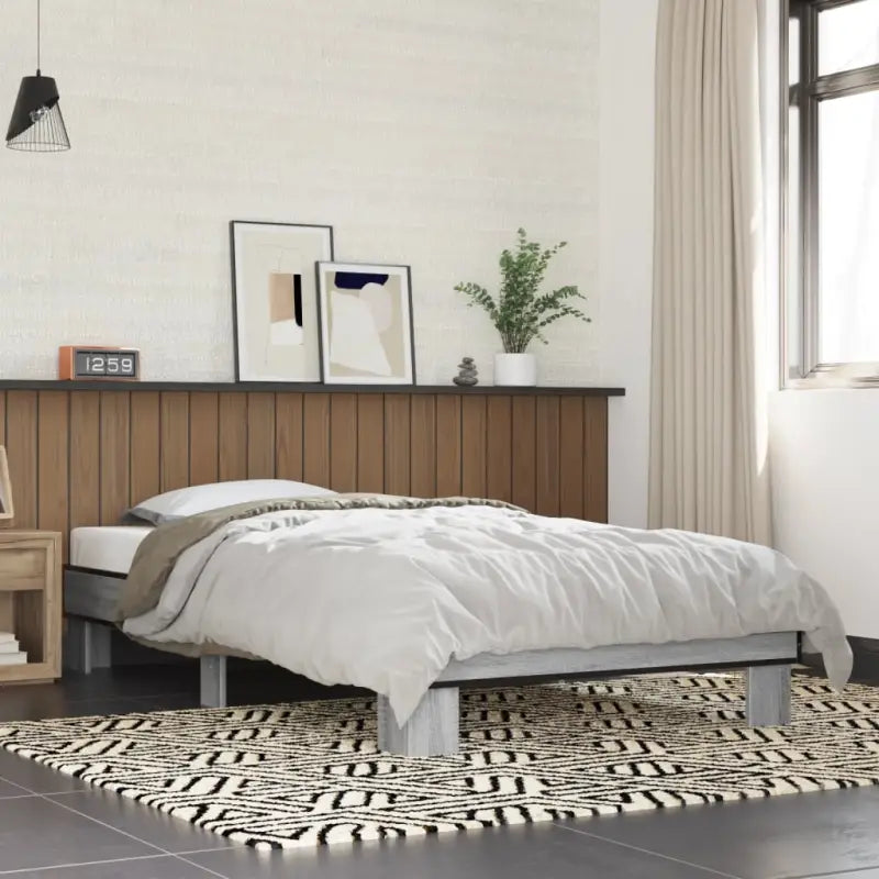 Bedframe met multiplex lattenbodem van bewerkt hout voor stevige slaap - Grijs sonoma / 90 x 190 cm - Bedden & bedframes