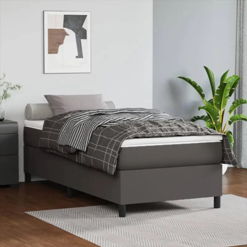 Bedframe met multiplex lattenbodem voor een comfortabele slaapervaring - Grijs / 90 x 190 cm / 35 cm - Bedden &