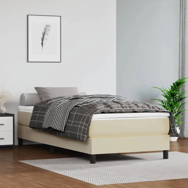 Bedframe met multiplex lattenbodem voor een comfortabele slaapervaring - Crème / 80 x 200 cm / 25 cm - Bedden &