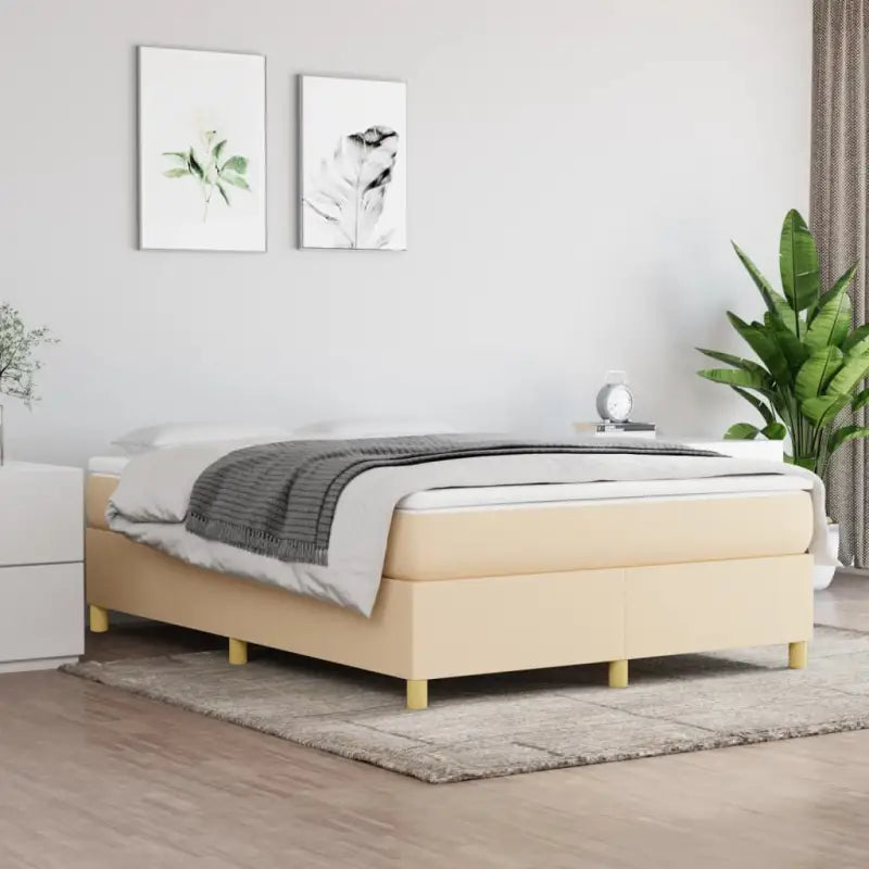 Bedframe met multiplex lattenbodem voor een comfortabele nachtrust - Crème / 140 x 200 cm / 35 cm - Bedden & bedframes