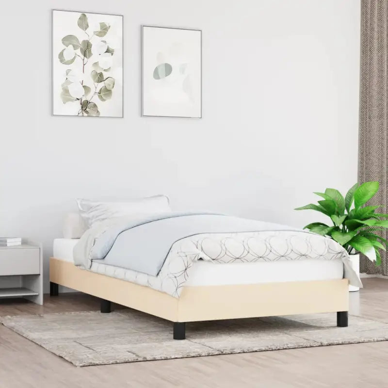 Bedframe met multiplex lattenbodem voor een stevige ademende slaapplaats - Crème / 90 x 190 cm / 25 cm - Bedden &