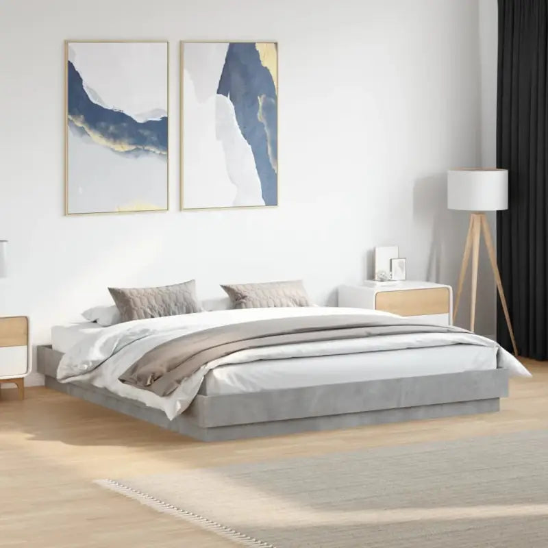 Bedframe met rgb led-verlichting voor een stijlvolle slaapkamer sfeer - Betongrijs / 200 x 200 cm - Bedden & bedframes