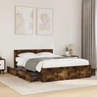 Bedframe van bewerkt hout voor een comfortabele slaapkamer - Gerookt eiken / 135 x 190 cm - Bedden & bedframes