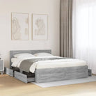 Bedframe van bewerkt hout voor een comfortabele slaapkamer - Grijs sonoma / 150 x 200 cm - Bedden & bedframes