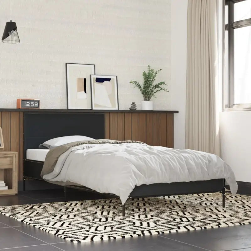 Bedframe van bewerkt hout voor een stabiele en duurzame slaapruimte - Zwart / 75 x 190 cm - Bedden & bedframes