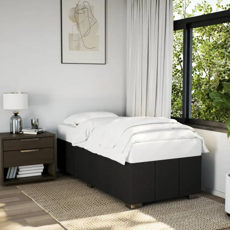Bedframe van massief grenenhout met ademend vermogen en zacht polyesterweefsel - Zwart / 80 x 200 cm - Bedden &