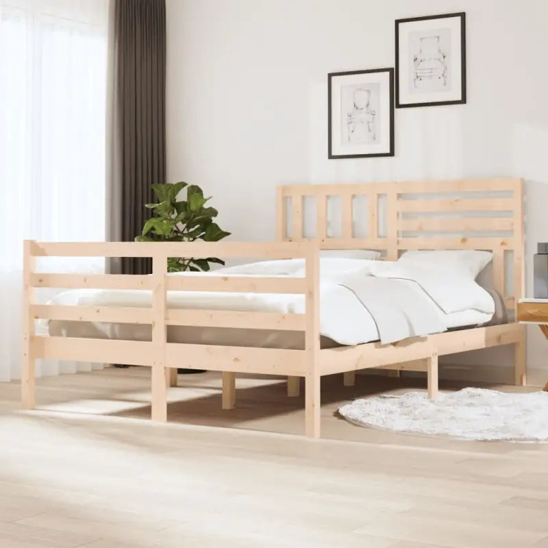 Bedframe van massief grenenhout met tijdloos ontwerp voor slaapkamer - Naturel / 140 x 190 cm - Bedden & bedframes