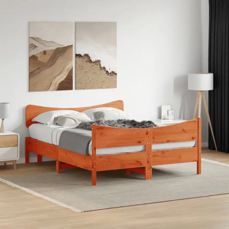 Bedframe van massief grenenhout voor een goede nachtrust - Wasbruin / 135 x 190 cm - Bedden & bedframes