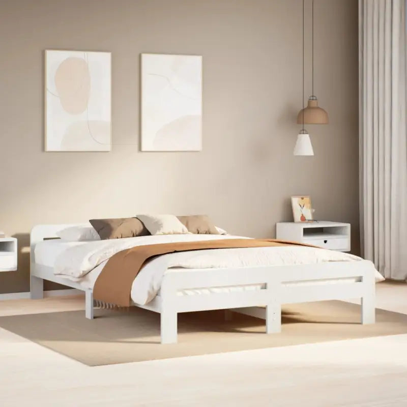 Bedframe van massief grenenhout voor een goede nachtrust - Wit / 150 x 200 cm - Bedden & bedframes
