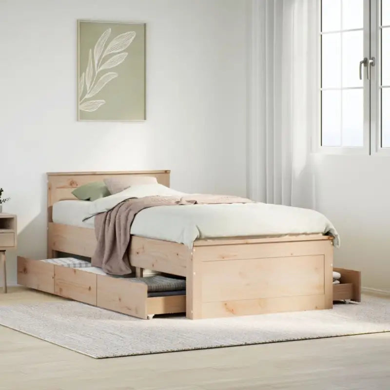 Bedframe van massief grenenhout voor een stabiele nachtrust - Naturel / 100 x 200 cm - Bedden & bedframes