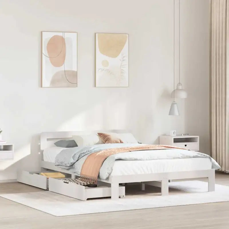 Bedframe van massief grenenhout voor een stabiele nachtrust - Wit / 140 x 190 cm - Bedden & bedframes