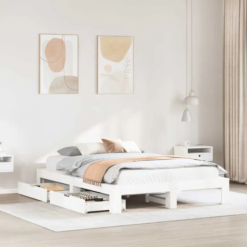Bedframe van massief grenenhout voor een stabiele nachtrust - Wit / 140 x 190 cm - Bedden & bedframes