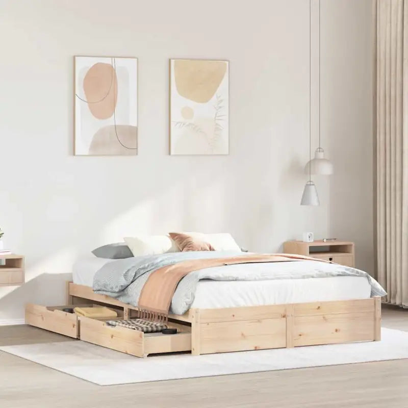 Bedframe van massief grenenhout voor een stabiele slaapbasis - Naturel / 120 x 190 cm - Bedden & bedframes