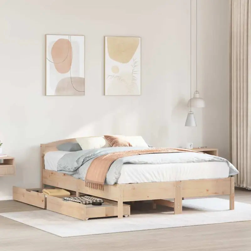Bedframe van massief grenenhout voor een stabiele slaapkamer basis - Naturel / 140 x 190 cm - Bedden & bedframes