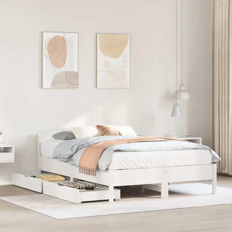 Bedframe van massief grenenhout voor een stabiele slaapkamer basis - Wit / 120 x 200 cm - Bedden & bedframes