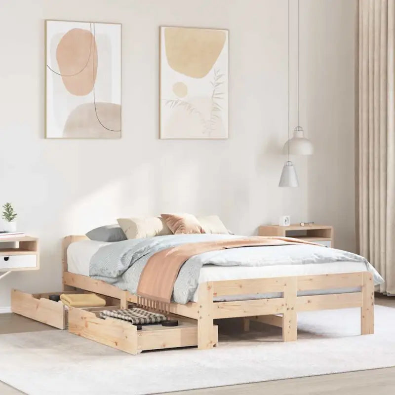 Bedframe van massief grenenhout voor een stevige en duurzame slaapruimte - Naturel / 120 x 190 cm - Bedden & bedframes