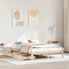 Bedframe van massief grenenhout voor een stevige en duurzame slaapkamer - Naturel / 135 x 190 cm - Bedden & bedframes