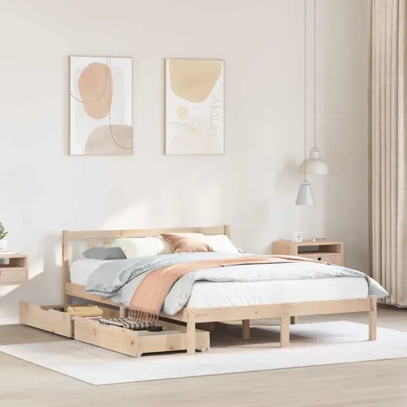 Bedframe van massief grenenhout voor stabiele en duurzame slaapgemoedsrust - Naturel / 135 x 190 cm - Bedden & bedframes