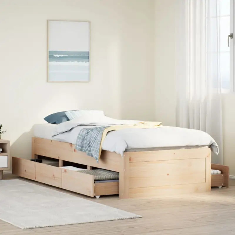 Bedframe van massief grenenhout voor stevige en duurzame slaapcomfort - Naturel / 90 x 190 cm - Bedden & bedframes