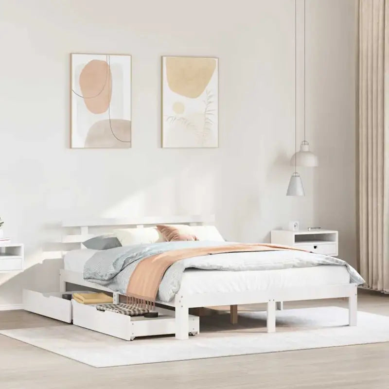Bedframe van massief grenenhout voor stevige en duurzame slaapplaats - Wit / 120 x 190 cm - Bedden & bedframes