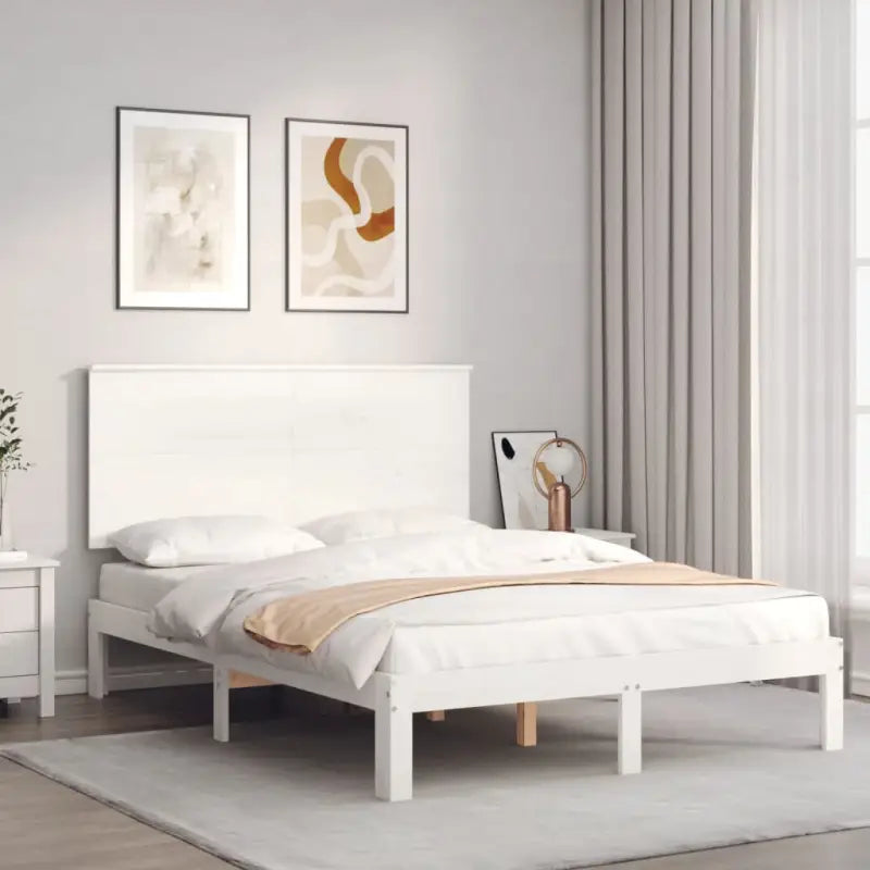 Bedframe van massief grenenhout voor uitstekende ondersteuning en stijl - Wit / 135 x 190 cm - Bedden & bedframes