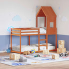 Bedhuisje met open zijdeur van massief grenenhout voor kinderkamers - Wasbruin / 60 x 89 x 134.5 cm - Accessoires