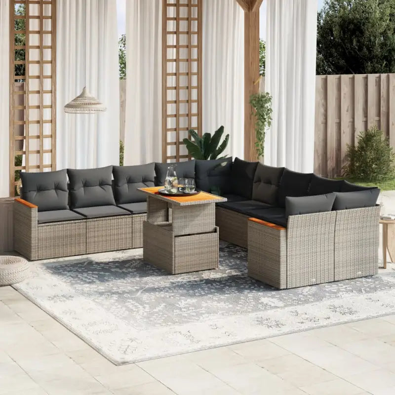 Beige loungeset met gepoedercoat staal en comfortabele afmetingen - Grijs - Tuinsets