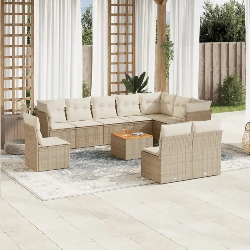 Beige loungeset met gepoedercoat staal en waterdichte tas voor buiten - beige en crèmekleurig - Tuinsets